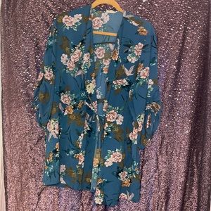 Teal Floral Shirtagan